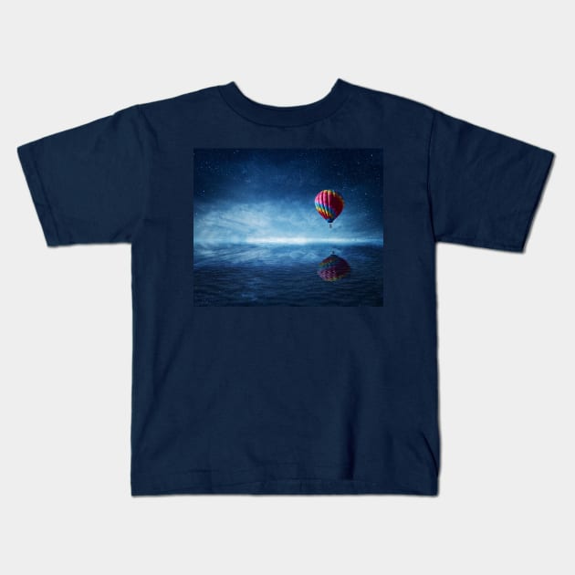 fly over the sea Kids T-Shirt by psychoshadow